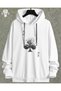 Modexa Unisex Hoody White Loose Fit Hooded Sweatshirt with Inner Pockets Warm Hoodie