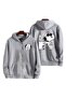 Unisex Gray Low Shoulder Oversize Hooded Casual Sweatshirt with Kangaroo Pocket