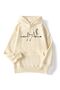 Unisex Beige Loose Cut Hooded Sweatshirt with Inner Pockets Warm Hoodie