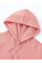 Unisex Pink 3 Thread Threaded Oversize Hooded Sweatshirt Basic Comfortable Cut - 2