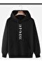 Unisex Black Casual Cut Hooded Sweatshirt with Inner Pockets, Warm Hoodie