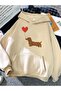 Unisex Beige Relaxed Fit Hooded Kangaroo Pocket Thick Sweatshirt