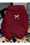 Unisex Red Off-Shoulder Oversize Hooded Casual Sweatshirt with Kangaroo Pocket
