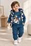 Baby Boy 3 Piece Set Puffy Vest Printed Sweatshirt and Sweatpants Winter Green