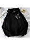 Unisex Black Off-Shoulder Oversize Hooded Casual Sweatshirt with Kangaroo Pocket