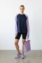 Navy Blue Crew Neck Raglan Sleeve Two-Tone Relaxed Fit Cotton Sweatshirt - 2