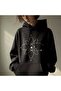 Unisex Black Oversize Hooded Sweatshirt with Kangaroo Pocket, 3 Thread Raster Hoodie