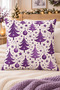 Purple Christmas Themed Snowman Wreath Pine Tree and Gift Patterned Decorative Throw Pillow Cover 43X43 Cm– (Double Sided) - 7