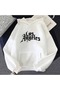 Unisex White Off-Shoulder Oversize Hooded Casual Sweatshirt with Kangaroo Pocket
