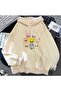Unisex Beige 3 Thread Threaded Oversize Hooded Sweatshirt Basic Comfortable Cut