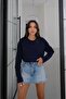 Navy Blue Tinta Crew Neck Slim Sweatshirt - 2
