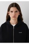 Zippered Hooded Logo-Printed Loose Fit Women's Sweatshirt. - 4