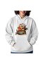 Unisex White 3 Thread Raster Oversize Hooded Sweatshirt Basic Comfortable Cut