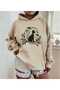 Unisex Beige 3 Thread Threaded Oversize Hooded Sweatshirt Basic Comfortable Cut