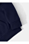 Unisex Navy Blue Oversize Hooded Sweatshirt with Kangaroo Pocket, 3 Thread Raster Hoodie - 2