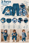 Baby Boy 3 Piece Set Puffy Vest Printed Sweatshirt and Sweatpants Winter Green - 2