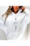 Unisex White Relaxed Fit Hooded Kangaroo Pocket Thick Sweatshirt