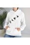 Unisex White Loose Fit Hooded Sweatshirt with Inner Pockets, Warm Hoodie
