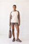 Ecru Crew Neck Raglan Sleeve Double Color Relaxed Fit Cotton Sweatshirt