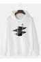 Unisex White Relaxed Fit Hooded Kangaroo Pocket Thick Sweatshirt