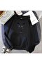 Unisex Black 3 Thread Threaded Oversize Hooded Sweatshirt Basic Comfortable Cut