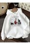 Unisex White Hooded Oversize Sweatshirt Comfortable Fit Cotton with Fleece Inside