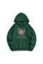 Unisex Green Streetwear Oversize Hooded Casual Cotton Sweatshirt with Pockets