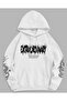 Unisex White Relaxed Fit Hooded Kangaroo Pocket Thick Sweatshirt