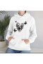 Unisex White Relaxed Fit Hooded Kangaroo Pocket Thick Sweatshirt