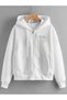 Modexa Unisex Hoody White Oversize Hooded Sweatshirt with Kangaroo Pocket 3 Thread Raster Hoodie