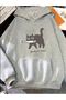 Unisex Gray 3 Thread Threaded Oversize Hooded Sweatshirt Basic Comfortable Cut