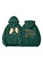 Unisex Green 3 Thread Threaded Oversize Hooded Sweatshirt Basic Comfortable Cut