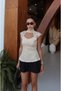 Cream Color High Collar Lace Corset Blouse - 7