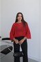 Red Mesh Knitted Blouse