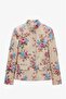 Dark Beige Rose Patterned Gold Buttoned Jacket