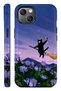 Compatible with iPhone 13 and 14 - Flying Witch Cat, Double Layer, Glossy Surface Protective Case
