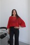 Red Mesh Knitted Blouse - 2