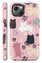 Compatible with iPhone 13 and 14 - Pastel Cats, Double Layer, Glossy Surface Protective Case
