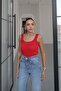 Red Sequin Vest Blouse Set - 3