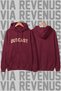 Outcast Printed Unisex Wide Fit Claret Red Hoodie Sweatshirt - 3 Thread Fleece Hood with Drawstring Detail