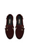 Women's Burgundy Buckle Suede Leather Masculine Loafer Af140001Ds - 4