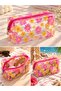 Pink Yellow Daisy Patterned Makeup Bag - 2