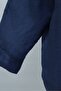 Piping Buttoned V-Neck Organza Voile Oversized Kimono -Dark Blue - 6