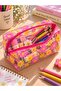 Pink Yellow Daisy Patterned Makeup Bag - 3