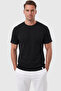 Men's 95% Cotton Regular Fit Comfortable Cut Double Sleeve Crew Neck Lycra Black T-Shirt 2604361 - 4