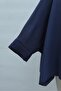 Buttoned Shoulder Bat Sleeve Modal Kimono Poncho -Dark Blue - 6