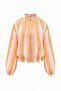 Patterned Summer Jacket with Elastic Sleeves and Waist, Pockets and Zipper - Orange