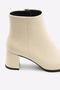 Beige Genuine Leather Boots Zippered Short Heeled Women's Boots - 8