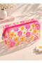 Pink Yellow Daisy Patterned Makeup Bag