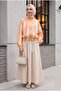 Patterned Summer Jacket with Elastic Sleeves and Waist, Pockets and Zipper - Orange - 5